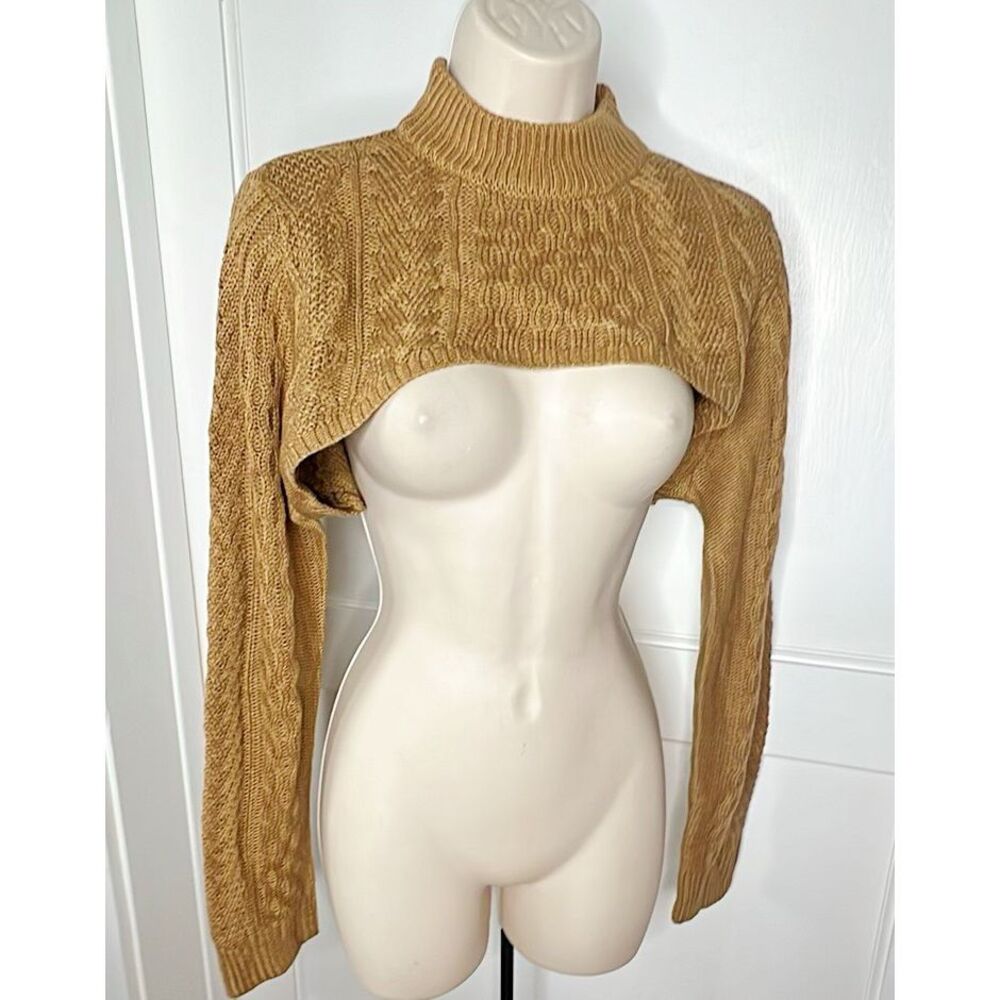 Almost Famous Tan Cable Knit Shrug Sweater Size 1X
